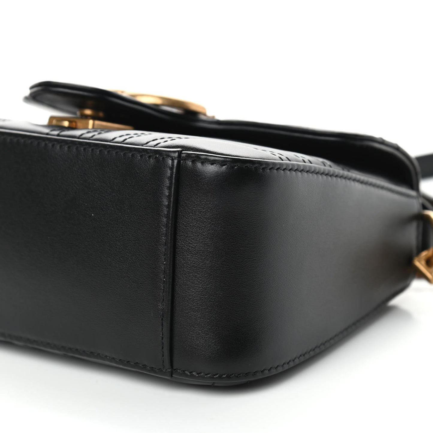 Calfskin Matelasse Mini GG Marmont Top Handle Shoulder Bag Black