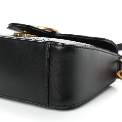 Gucci Calfskin Matelasse Mini GG Marmont Top Handle Shoulder Bag Black 9 of 10