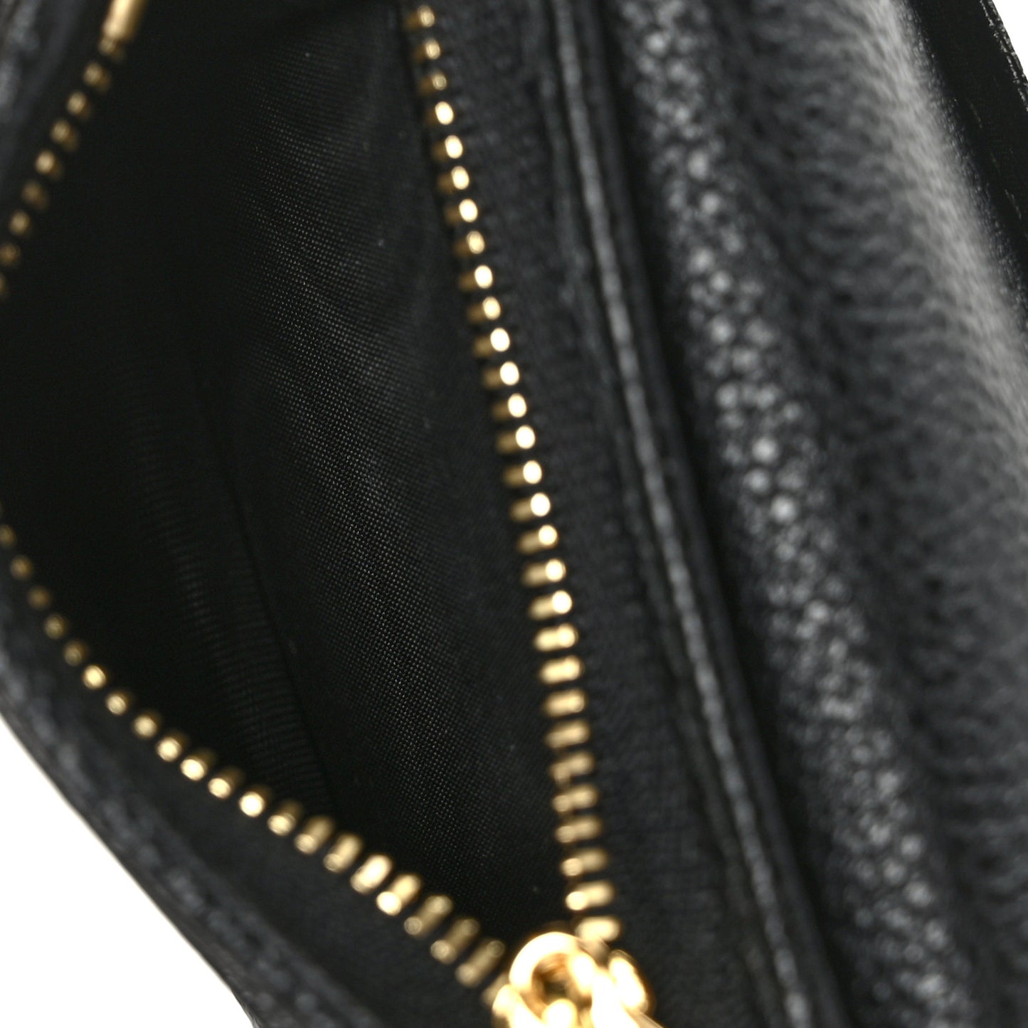 Grainy Calfskin Zumi Chain Card Case Wallet Black