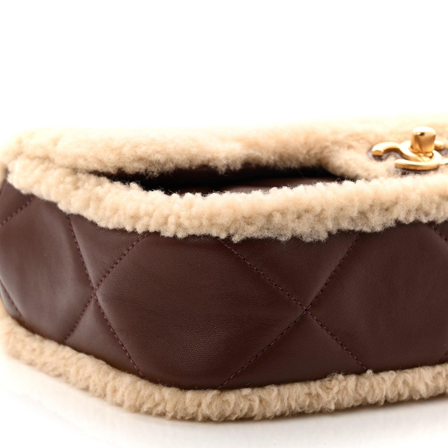 Chanel Shearling Lambskin Quilted Furry Coco Flap Beige Dark Brown 9 of 11