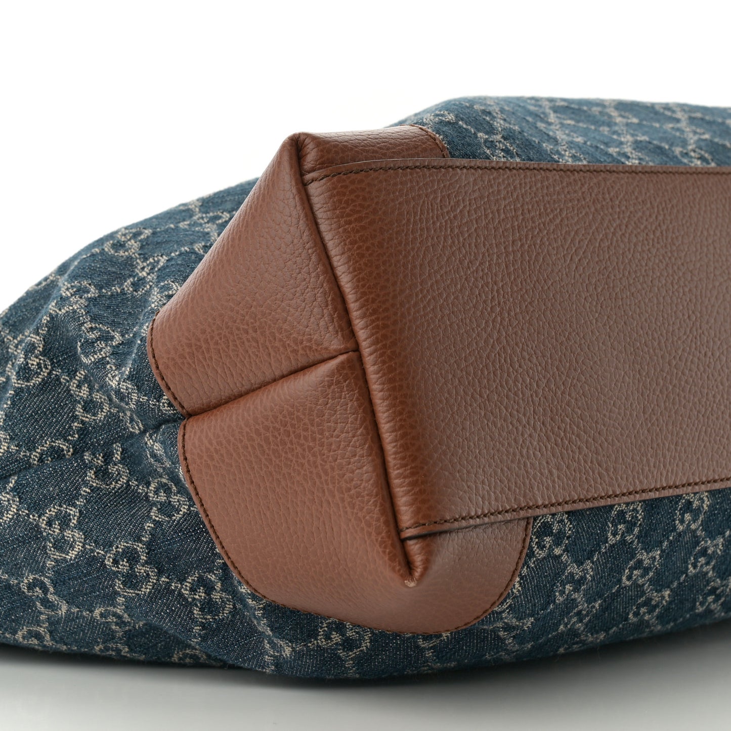 New Denim GG Monogram Medium Ophidia Shopping Tote Blue Tea Cuir