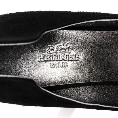 Hermes Suede Goatskin Victoire 90 Pumps 35 Black 7 of 13