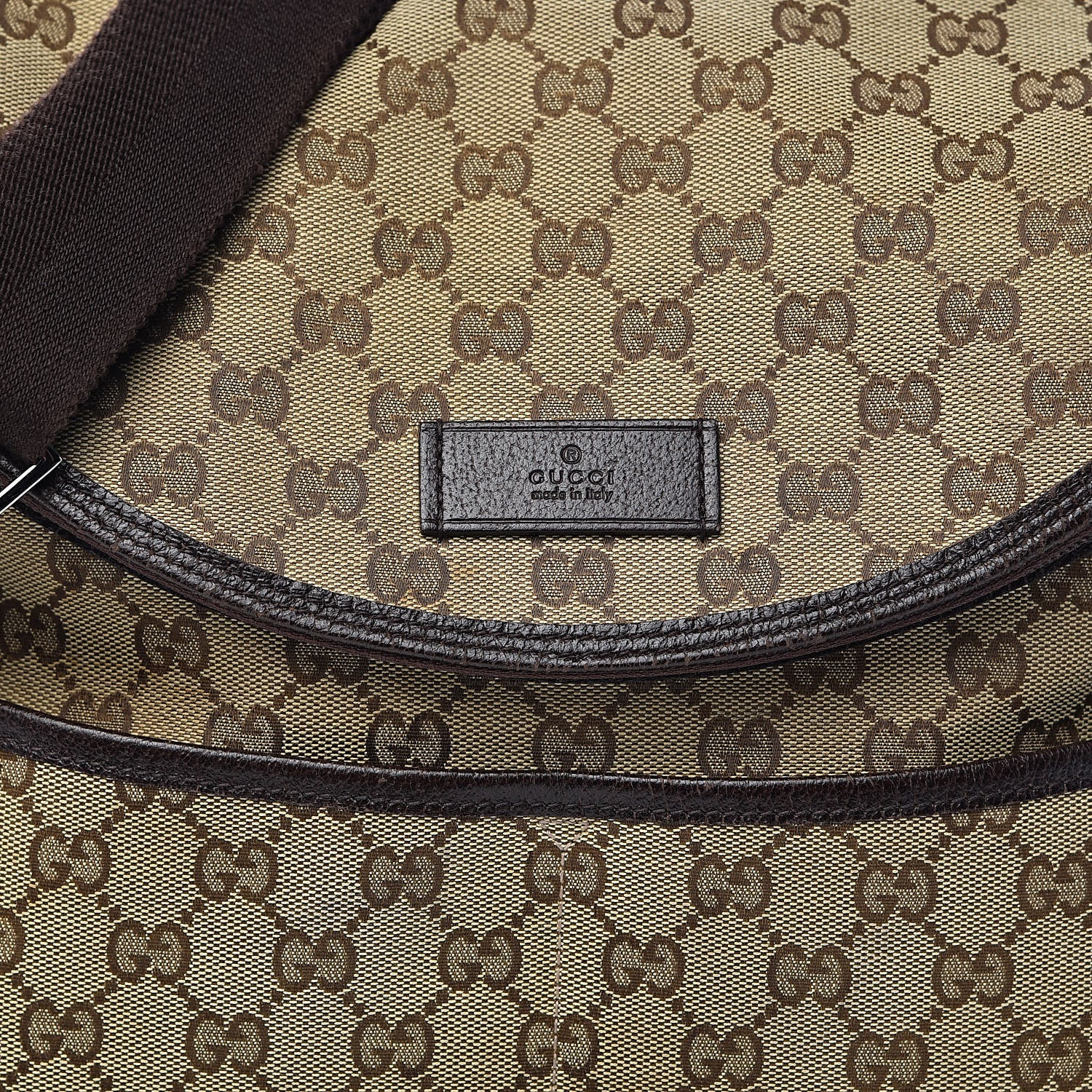 Gucci Monogram Natural Pigskin Large Diaper Bag Beige Ebony Cocoa Dark Chocolate 12 of 12