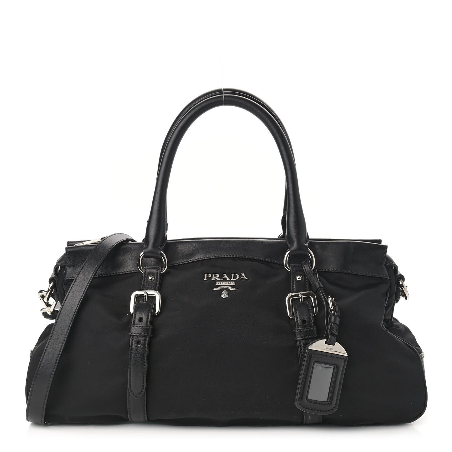 Nylon Tessuto Soft Calf Tote Black