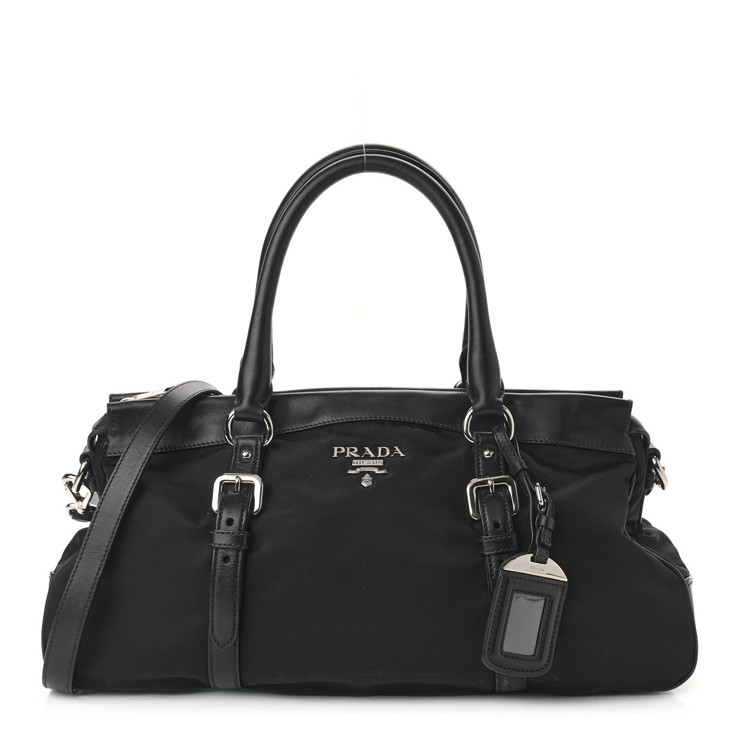Prada Nylon Tessuto Soft Calf Tote Black 1 of 10