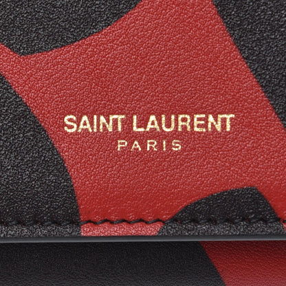 Saint Laurent Nappa Big Hearts Large Marquage Flap Wallet Black Red 7 of 8