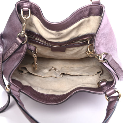 Gucci Metallic Pebbled Calfskin Small Soho Shoulder Bag Purple 4 of 5