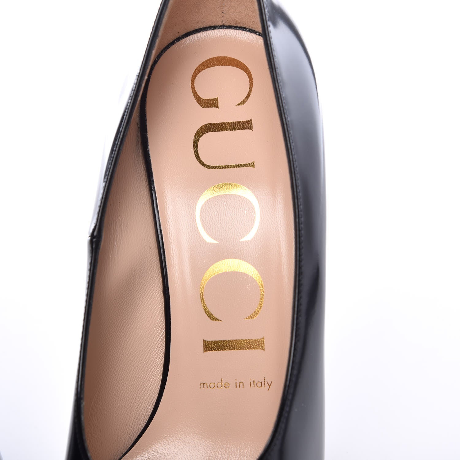 Gucci Polished Calfskin Removable Pearly Bow Elaisa Platform High Heel Pumps 37 Black 7 of 11