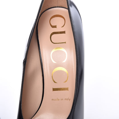 Gucci Polished Calfskin Removable Pearly Bow Elaisa Platform High Heel Pumps 37 Black 7 of 11