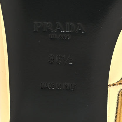 Prada Metallic Calfskin Metal Triangle Logo Ankle Strap Ballerinas 36.5 Platino 6 of 8