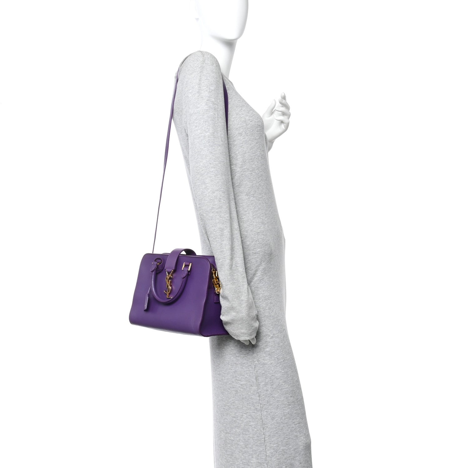Saint Laurent Calfskin Monogram Baby Cabas Purple 1854845