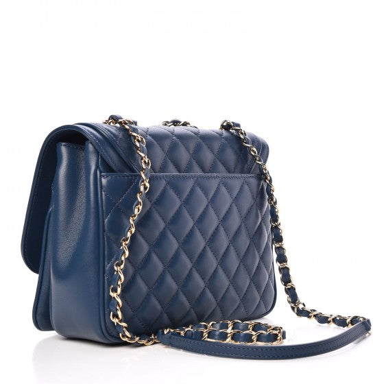 Lambskin Quilted Medium Lovely Day Flap Blue