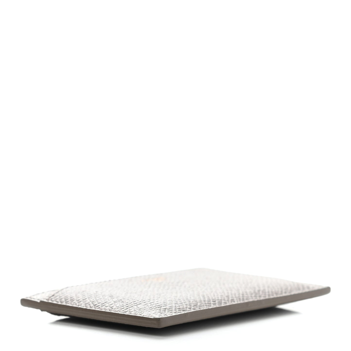 Grained Calfskin Card Holder Pebble