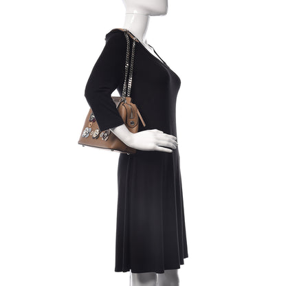 Fendi Vitello Baltico Nappa Flowerland Studded Small Dotcom Click Chain Satchel Cuoio Multicolor 2 of 10