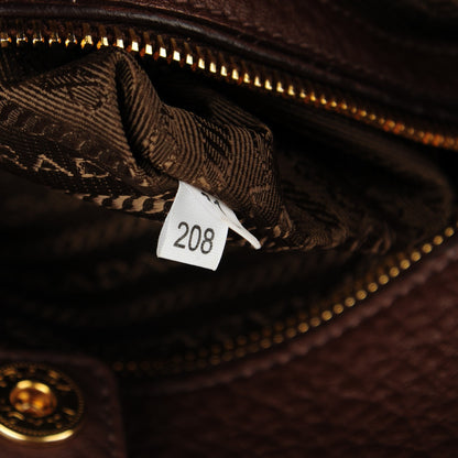 Prada Vitello Daino Double Pocket Shoulder Bag Bruciato 9 of 9