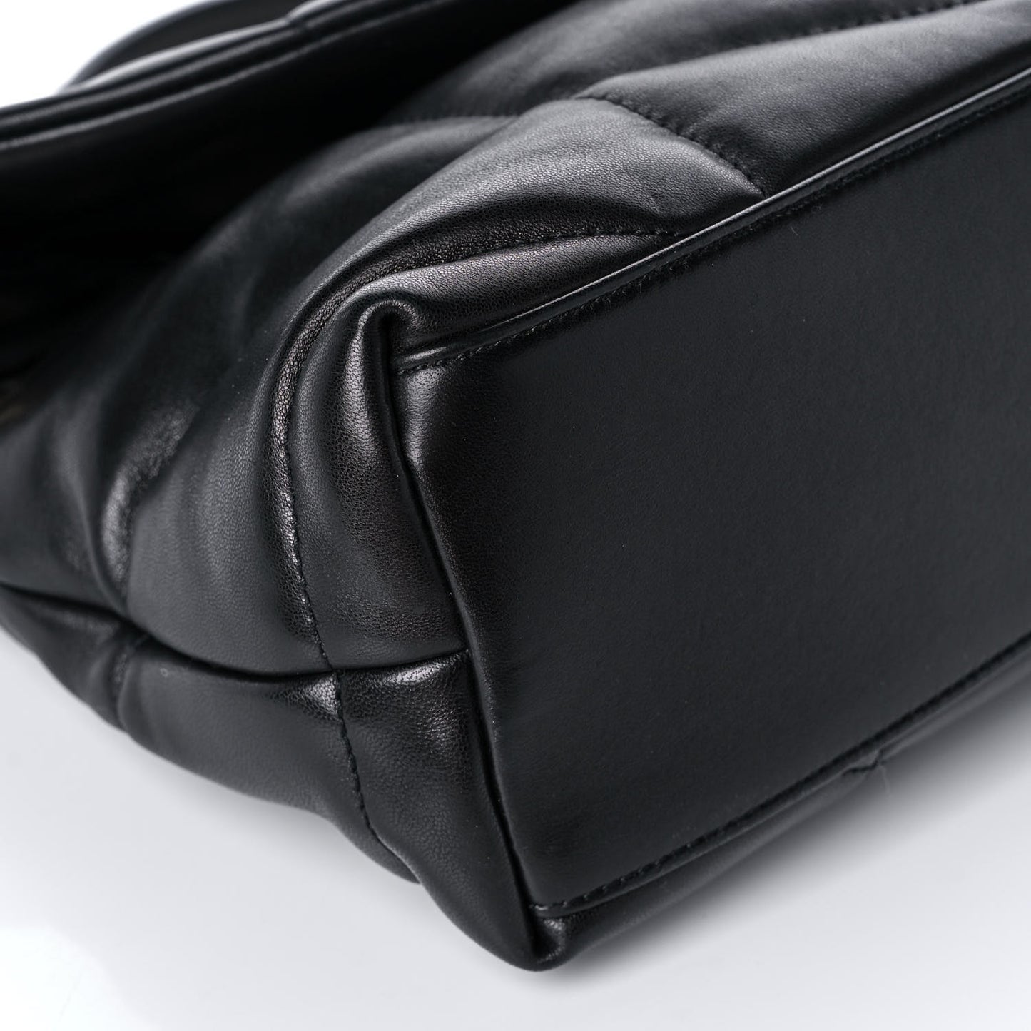 Lambskin Quilted Small Loulou Puffer Monogram Chain Satchel Black
