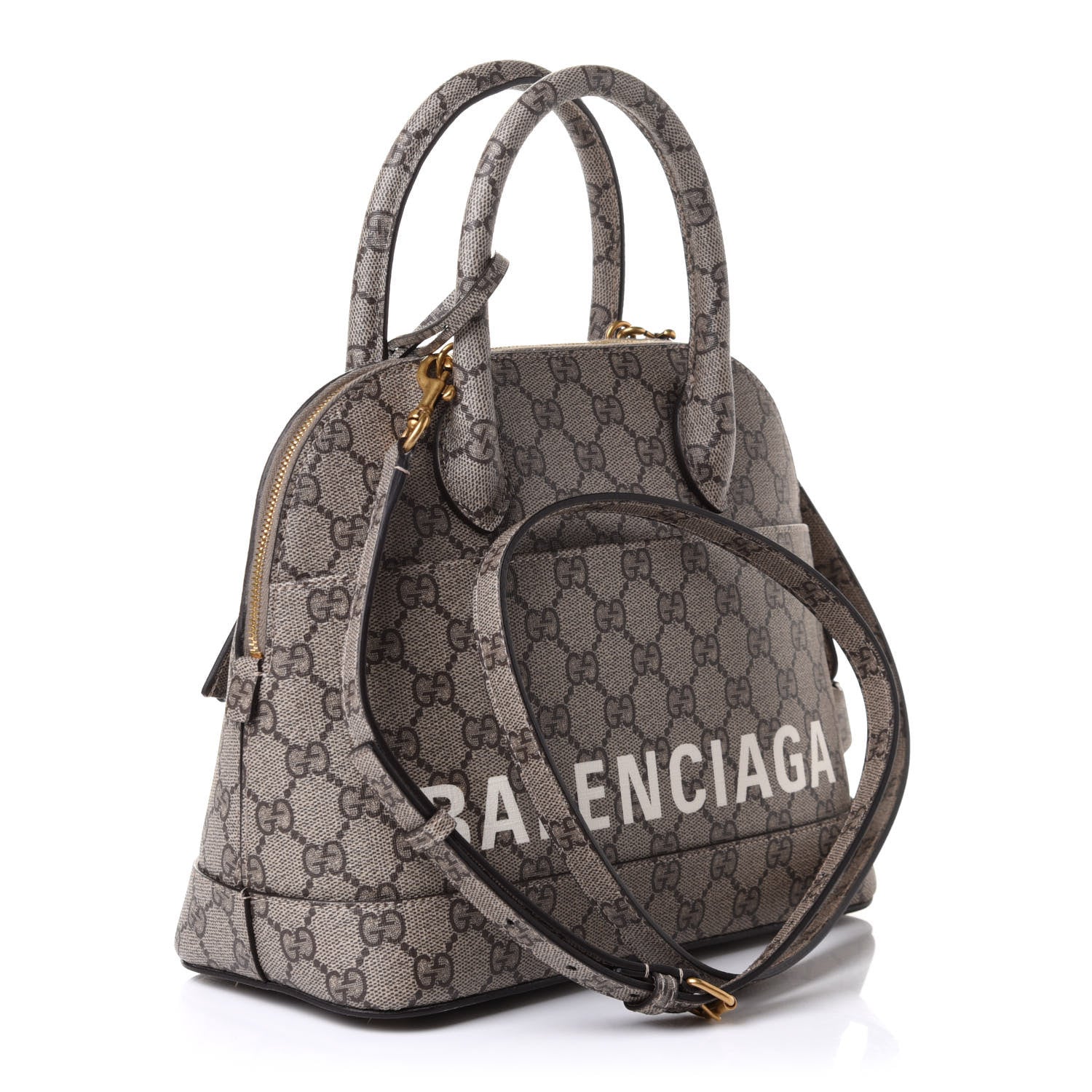 Balenciaga X GUCCI GG Supreme Monogram Small Ville Top Handle Beige Ebony 2 of 10
