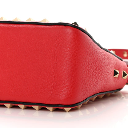 Valentino Garavani Pebbled Calfskin Small Rockstud Flip Lock Shoulder Bag Rouge Pur 9 of 13