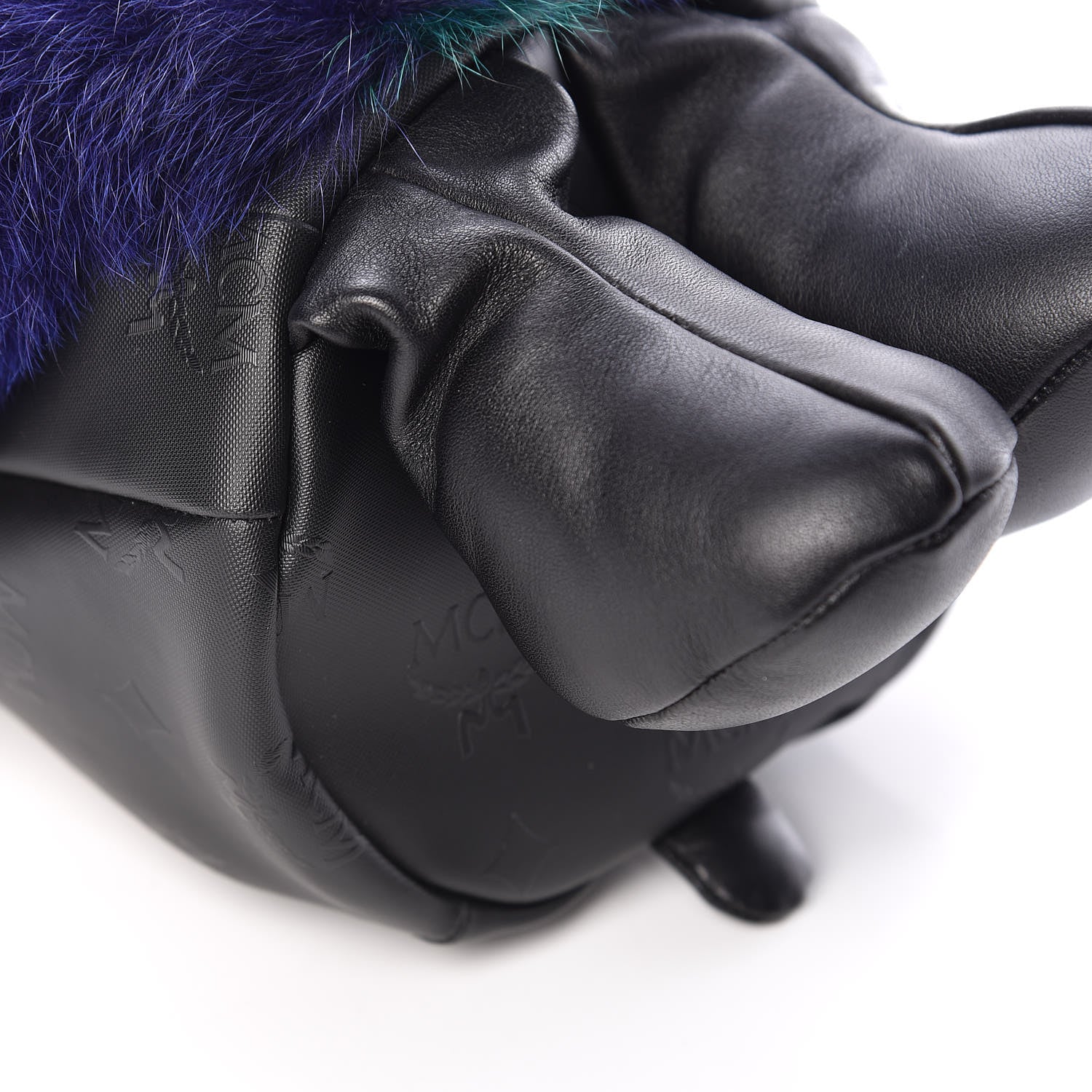MCM Calfskin Fox Fur Rabbit Zoo Doll Crossbody Black 9 of 10