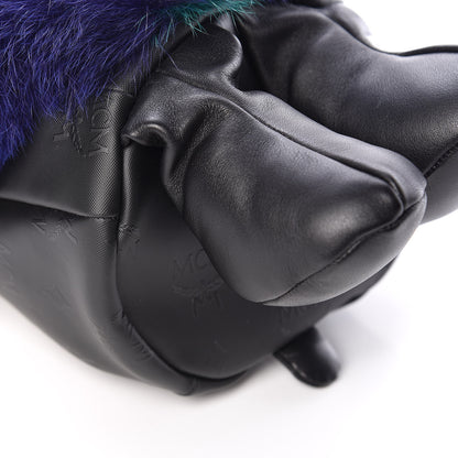MCM Calfskin Fox Fur Rabbit Zoo Doll Crossbody Black 9 of 10