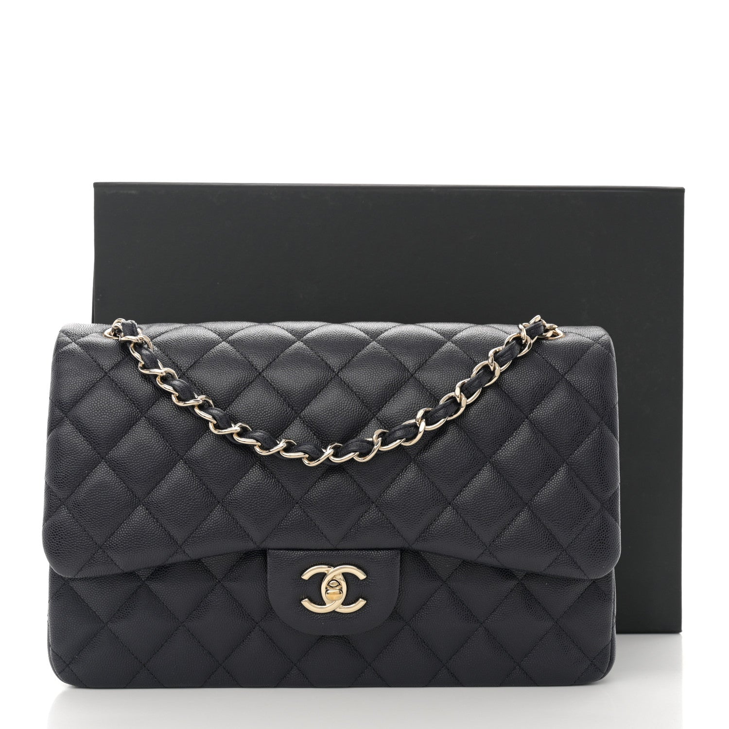 Chanel Caviar Quilted Jumbo Double Flap Navy Blue 12 of 12