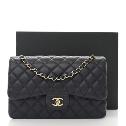Chanel Caviar Quilted Jumbo Double Flap Navy Blue 12 of 12