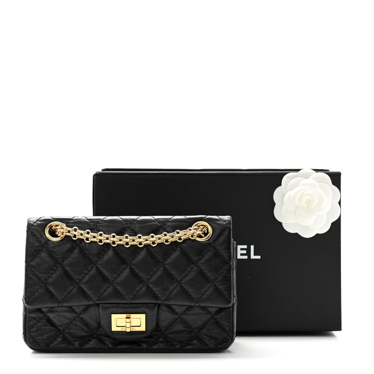 Aged Calfskin Quilted 2.55 Reissue Mini Flap Black