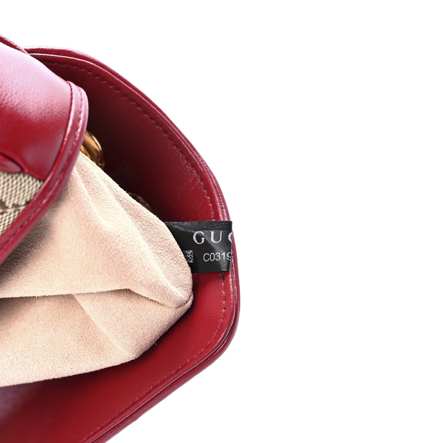 Monogram Azalea Calfskin Matelasse Diagonal Mini GG Marmont Shoulder Bag Beige Ebony New Cherry Red