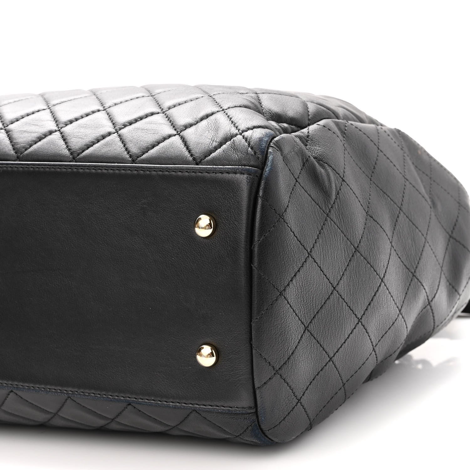 Chanel Lambskin Quilted Large Drawstring Bag Black 10 of 13