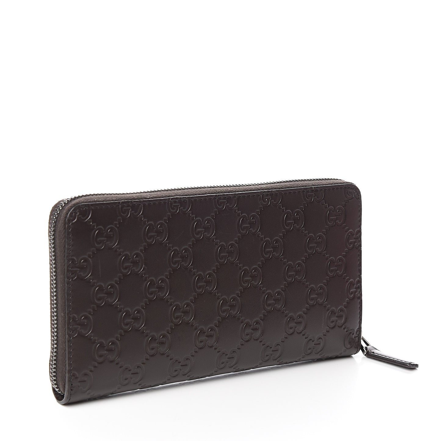 Guccissima Signature Zip Around Organizer Wallet Chocolate