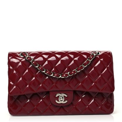 Chanel Patent Calfskin Quilted Medium Double Flap Dark Red 1 of 8