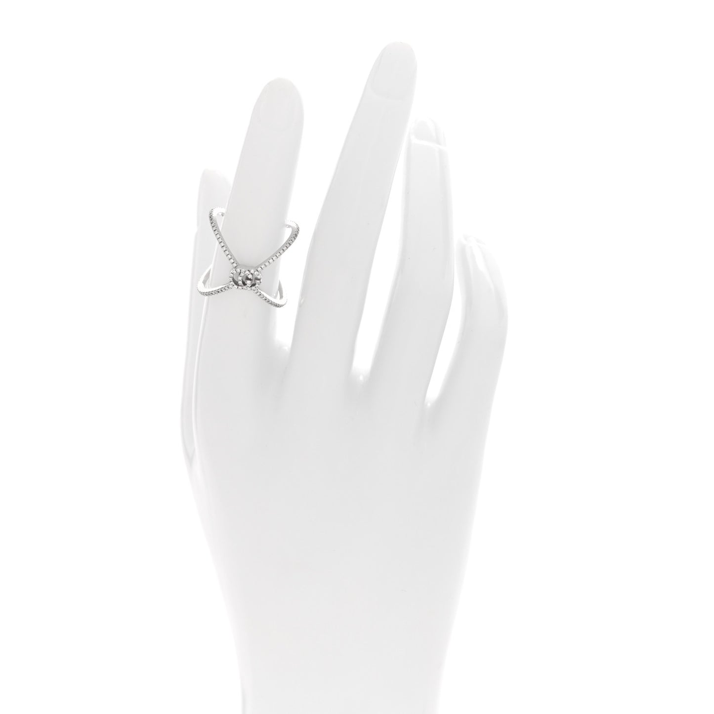 18K White Gold Diamond Running G Cross Ring 52 6