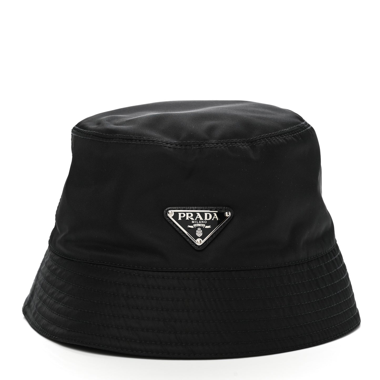 Re-Nylon Metal Triangle Logo Mens Bucket Hat L Black