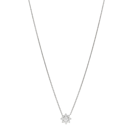 Platinum Diamond Petite Sunflower Pendant Necklace