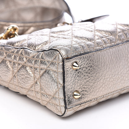 Christian Dior Metallic Grained Calfskin Cannage Small Supple Lady Dior Pale Gold 8 of 12