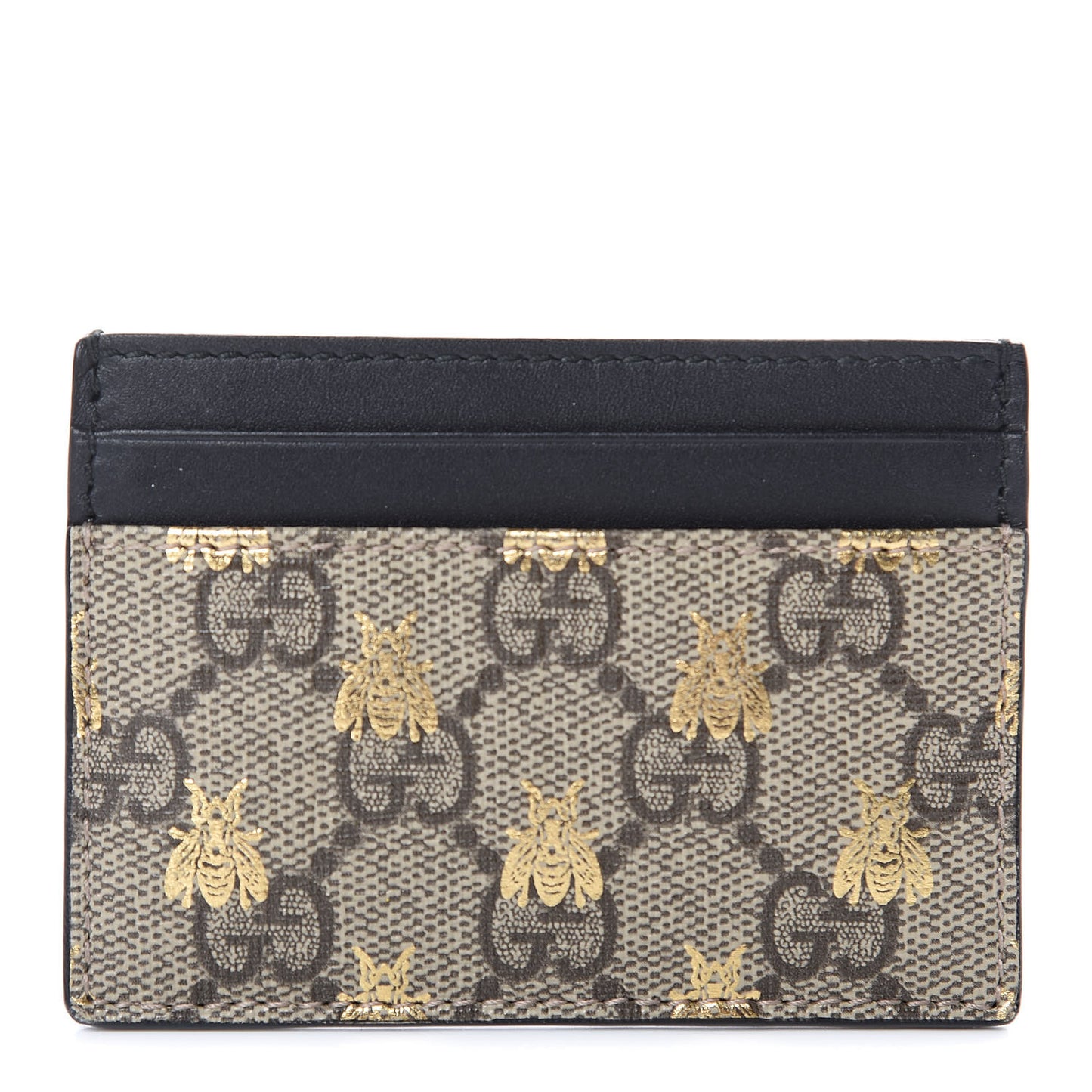 GG Supreme Monogram Bees Card Holder Black