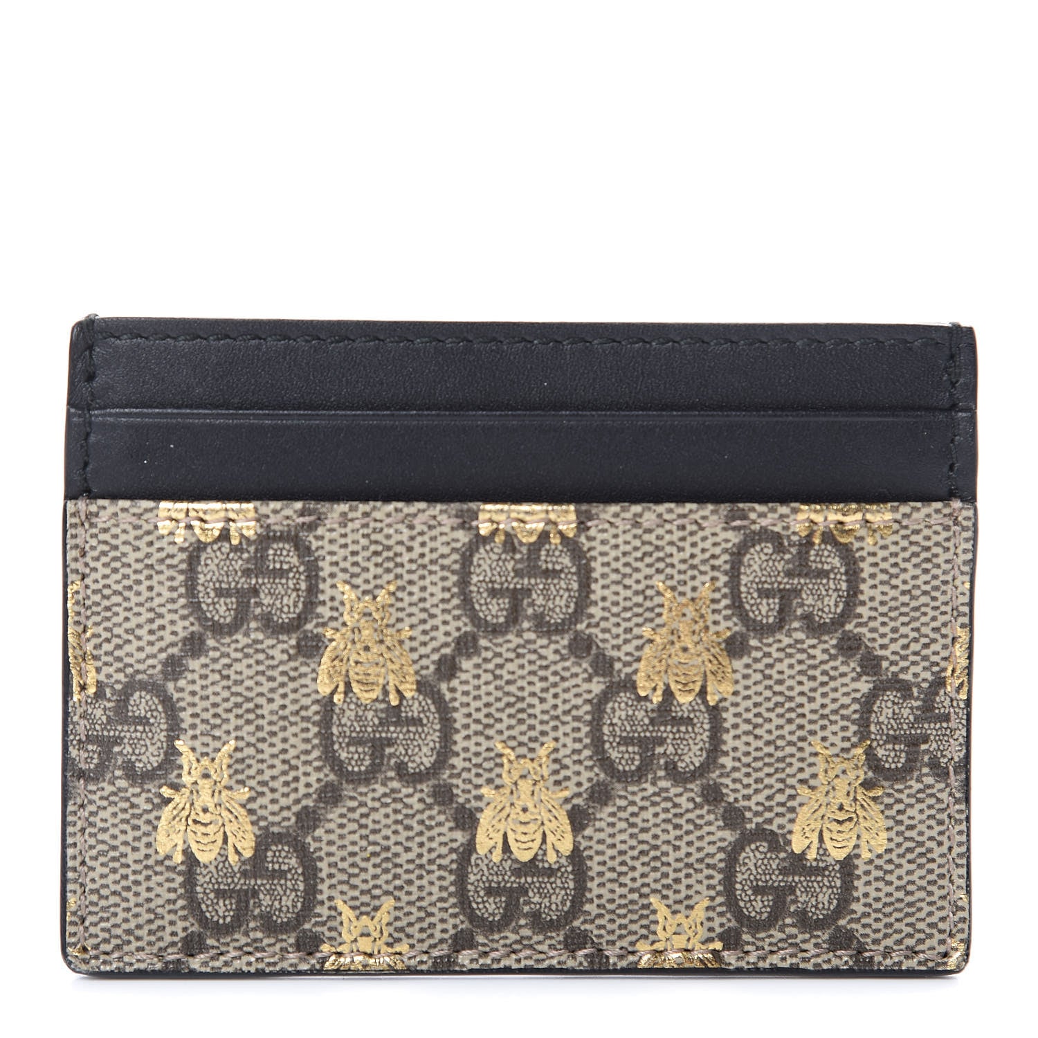 Gucci GG Supreme Monogram Bees Card Holder Black 1 of 7