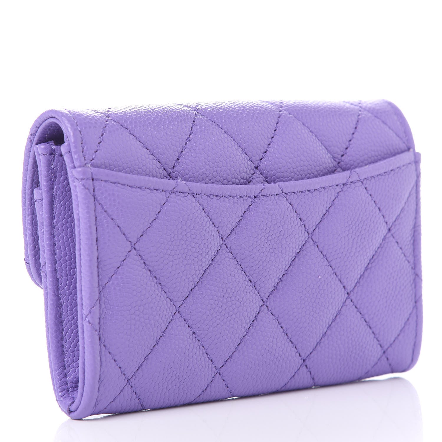 Chanel Caviar Quilted Flap Card Holder Wallet Purple 3 of 11