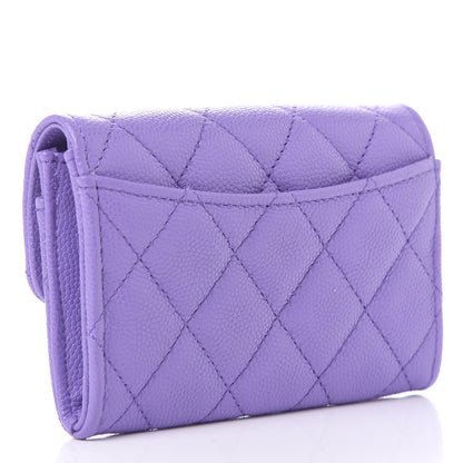 Chanel Caviar Quilted Flap Card Holder Wallet Purple 3 of 11