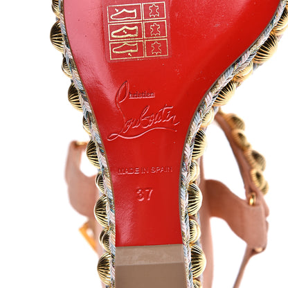 Christian Louboutin Veau Velours Rondaclou 120 Wedge Sandals 37 6 of 7