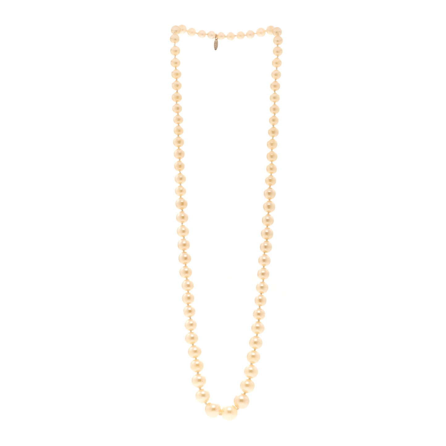 Graduated Pearl Long Necklace Gold White