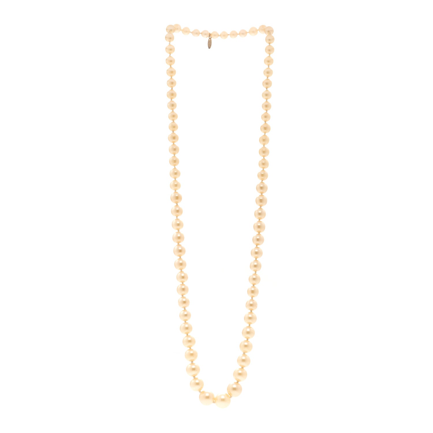 Chanel Graduated Pearl Long Necklace Gold White 3 of 5