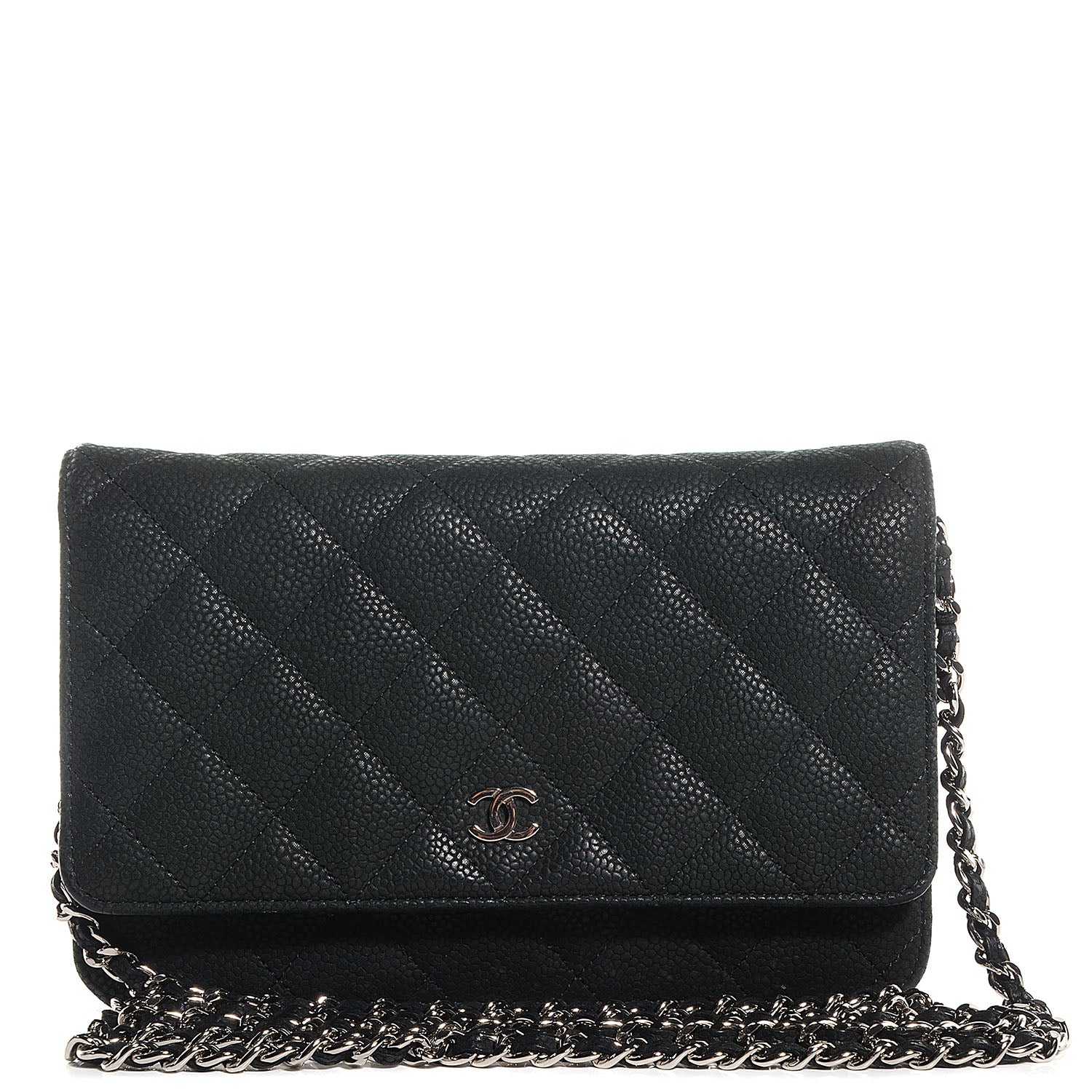 Chanel Iridescent Caviar Wallet on Chain WOC Black 1 of 9