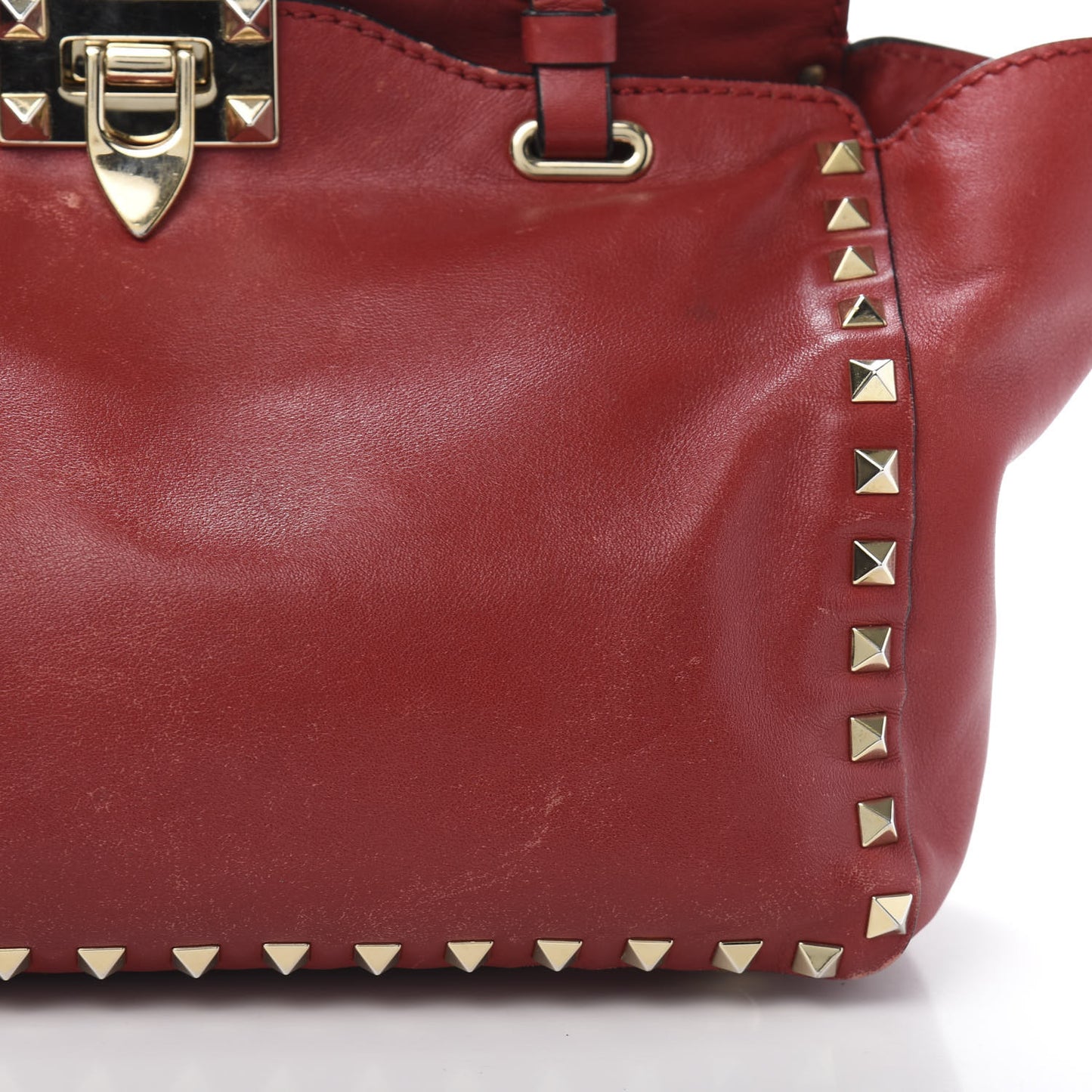Vitello Small Rockstud Tote Rosso Valentino