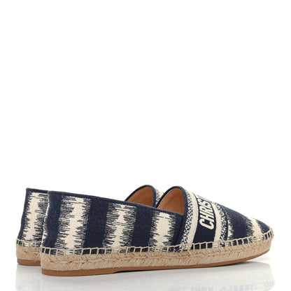 Christian Dior Cotton D-Stripes Embroidered Granville 15mm Espadrilles 35.5 Deep Blue 3 of 6