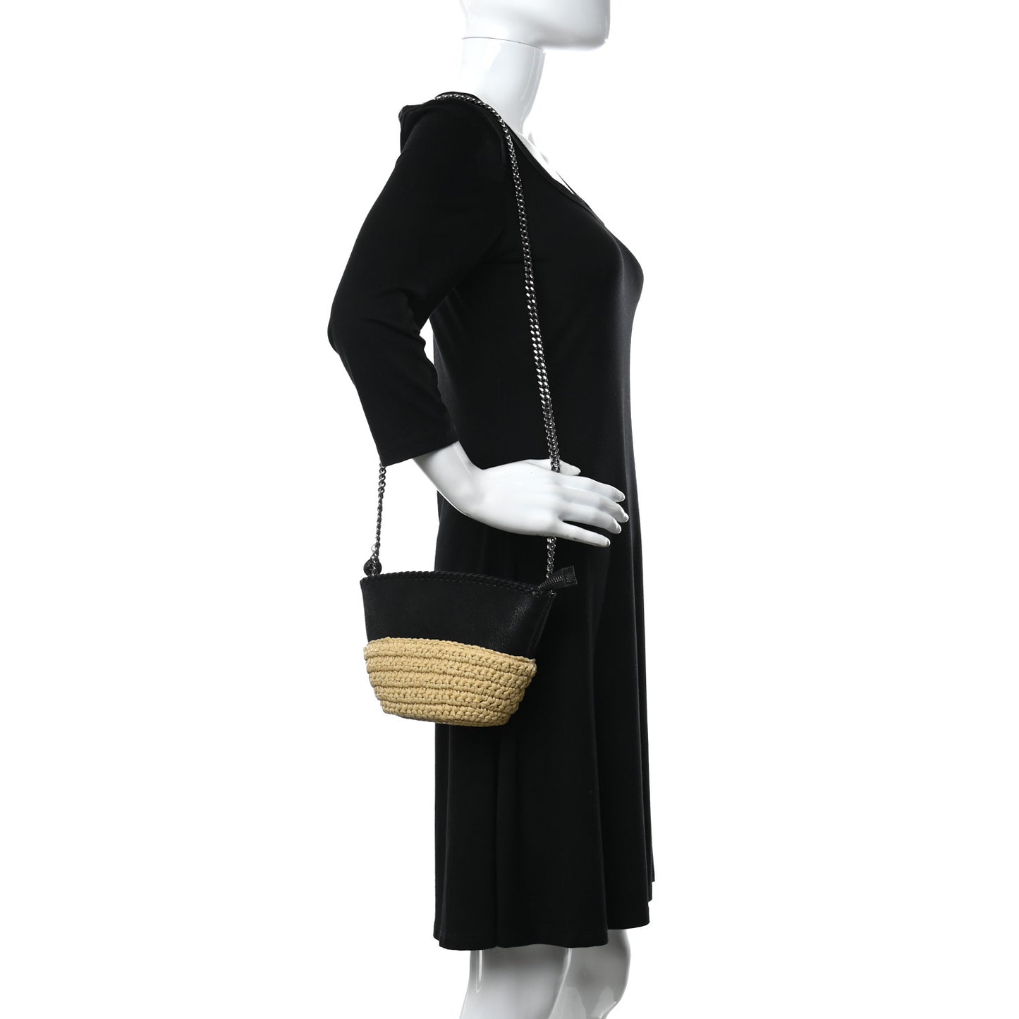 Shaggy Deer Raffia Mini Shoulder Bag Black