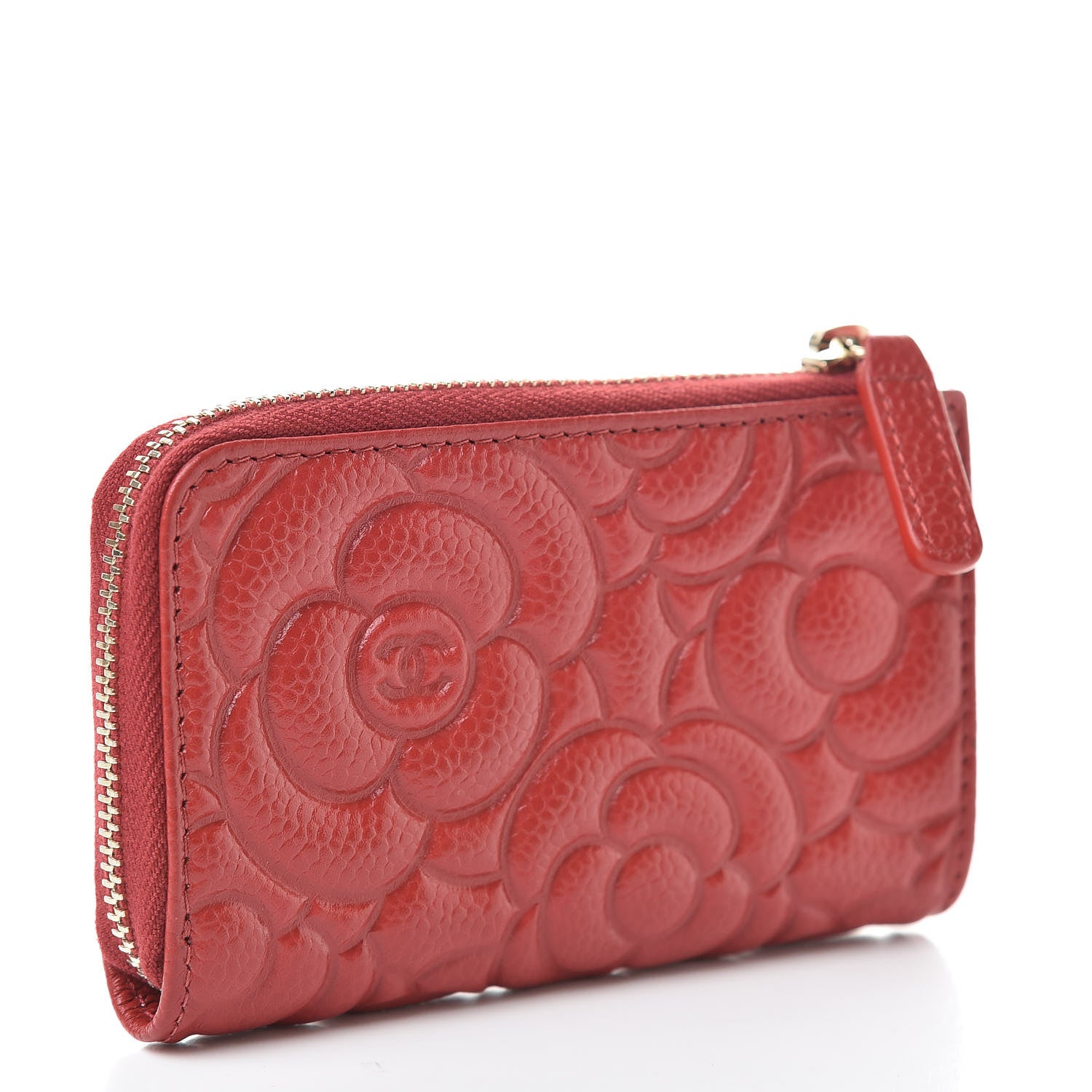 Chanel Caviar Camellia Embossed Key Holder Case Red 3 of 7