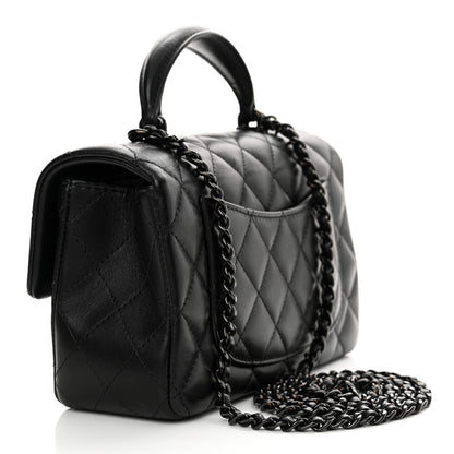 Chanel Lambskin Quilted Mini Top Handle Rectangular Flap So Black 3 of 10