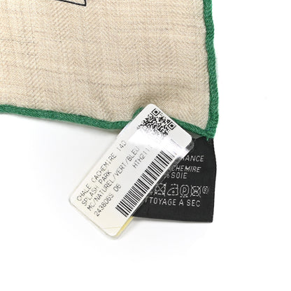 Hermes Cashmere Silk Splash Park Shawl 140 Naturel Vert Bleu 4 of 4