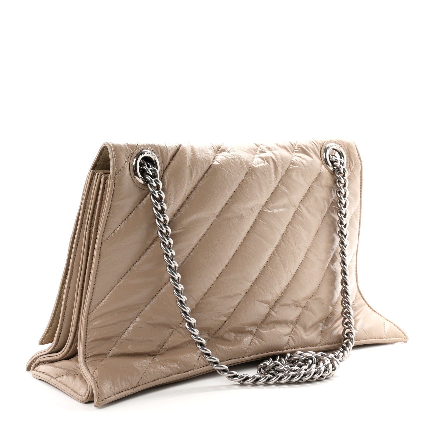 Balenciaga Crushed Calfskin Quilted Large Crush Chain Bag Nude 3 of 9